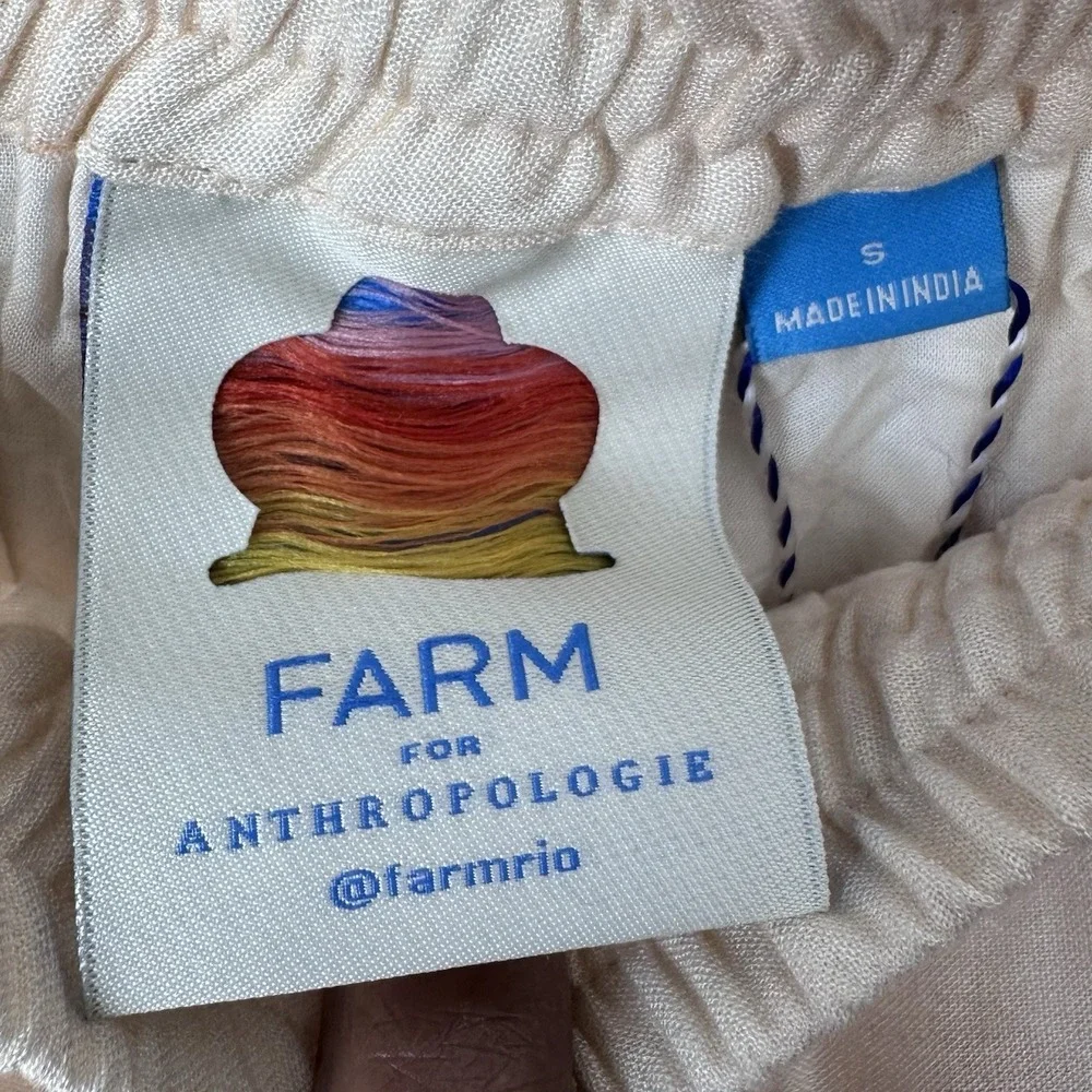 FARM RIO X Anthropologie Floral Print Martina Pants Women's S Blue Wide-Leg NWT - Picture 9 of 13